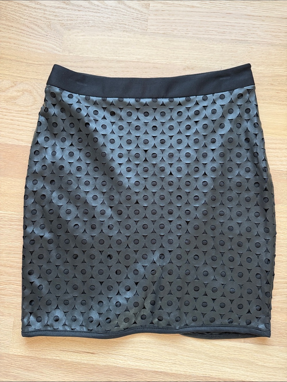 Forever 21 Black Laser-Cut Circle Pencil Skirt